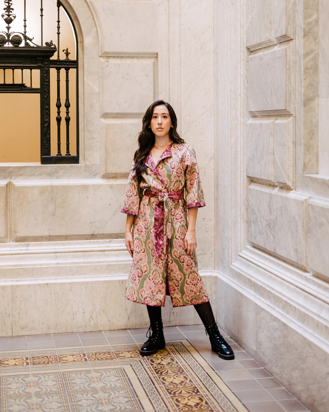 kimono jacquard Helena rosa