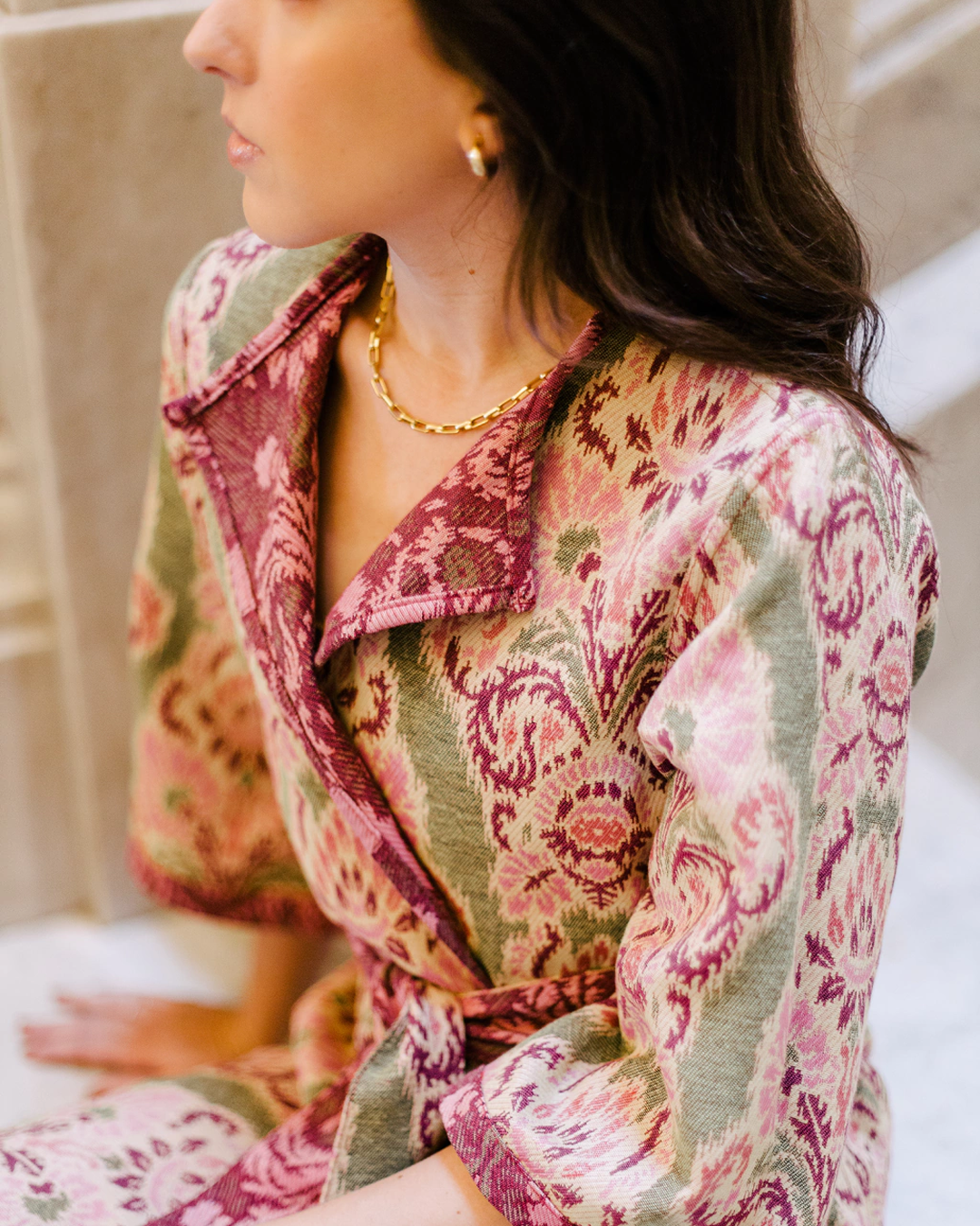 kimono jacquard Helena rosa
