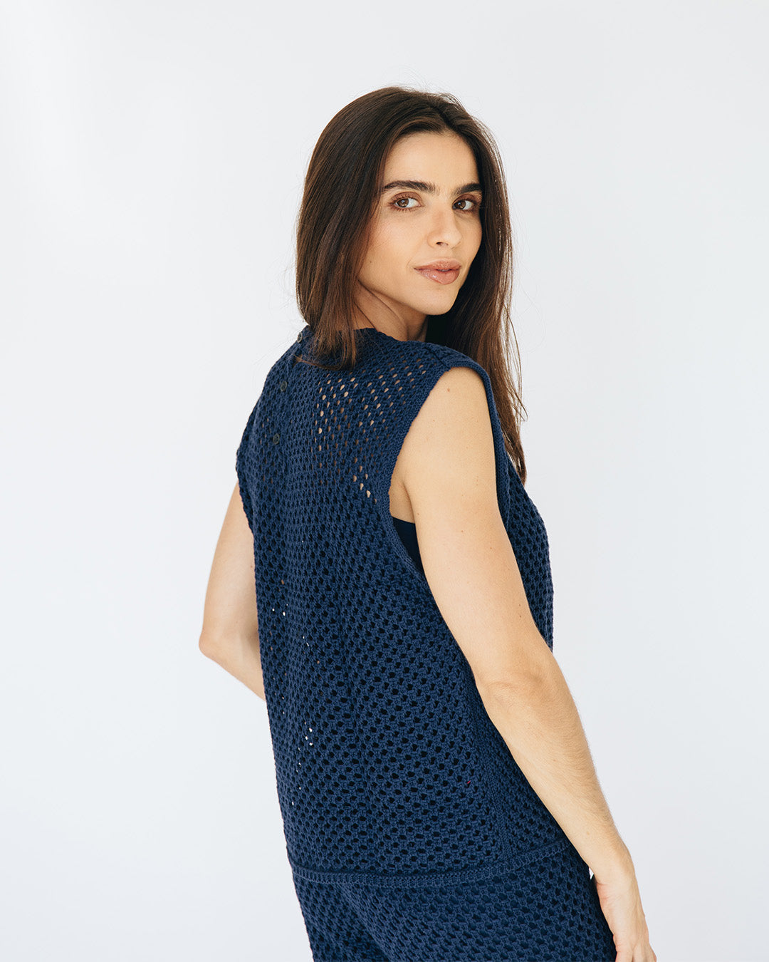 regata tricô azul marinho