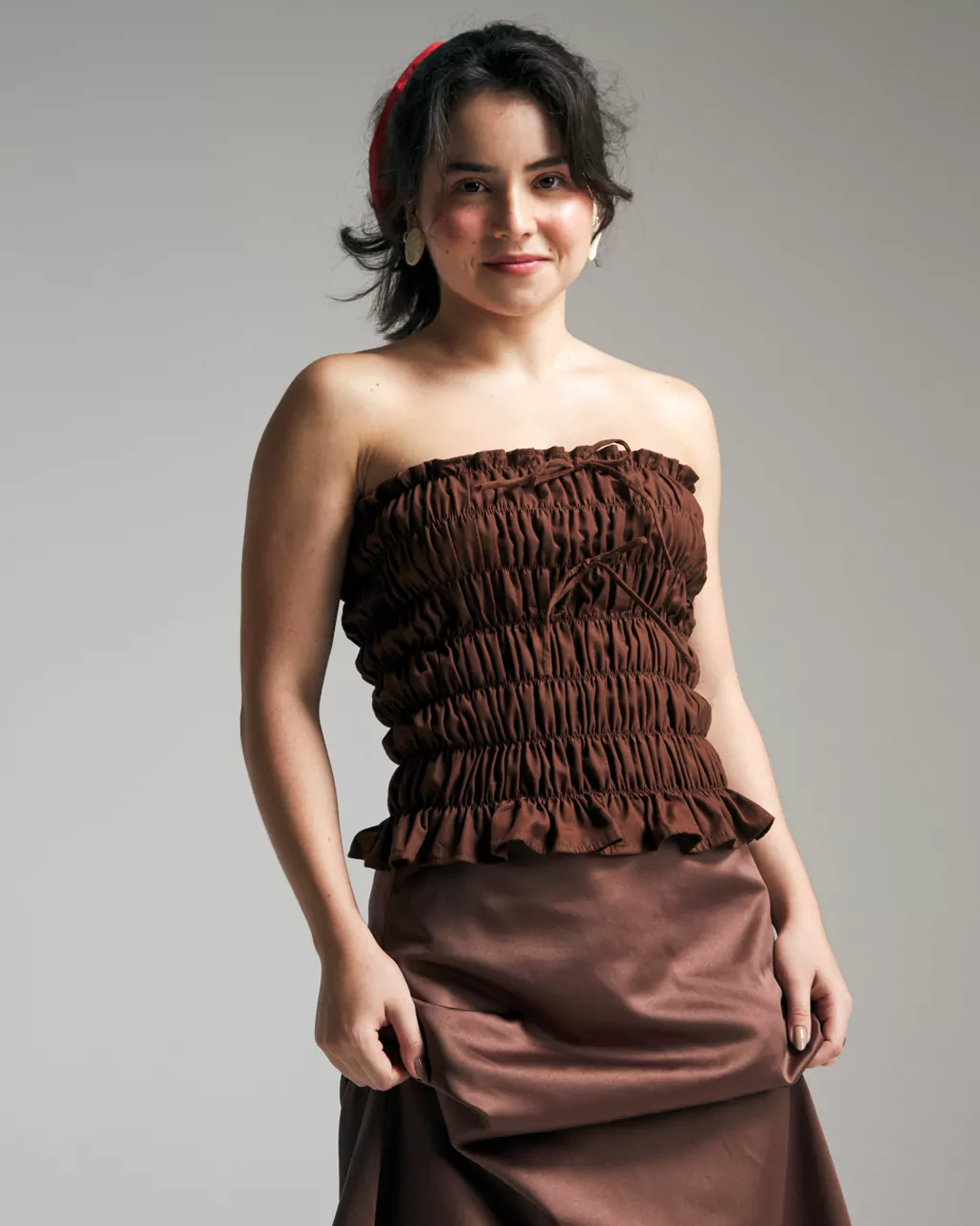 blusa tubo marrom