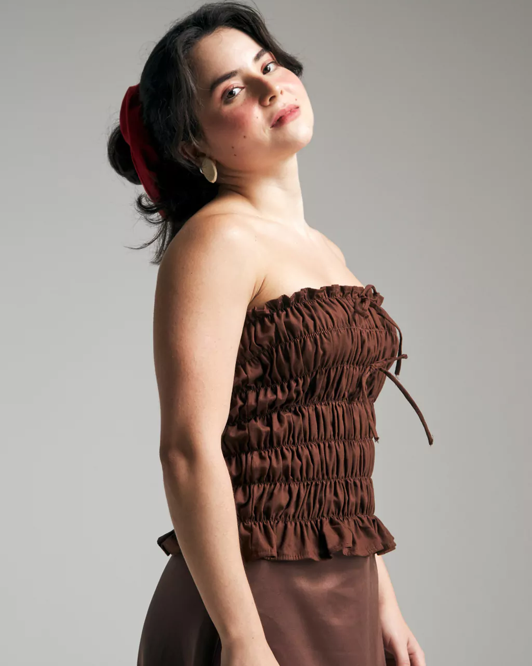 blusa tubo marrom
