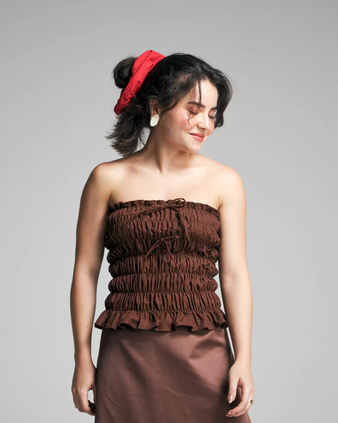 blusa tubo marrom