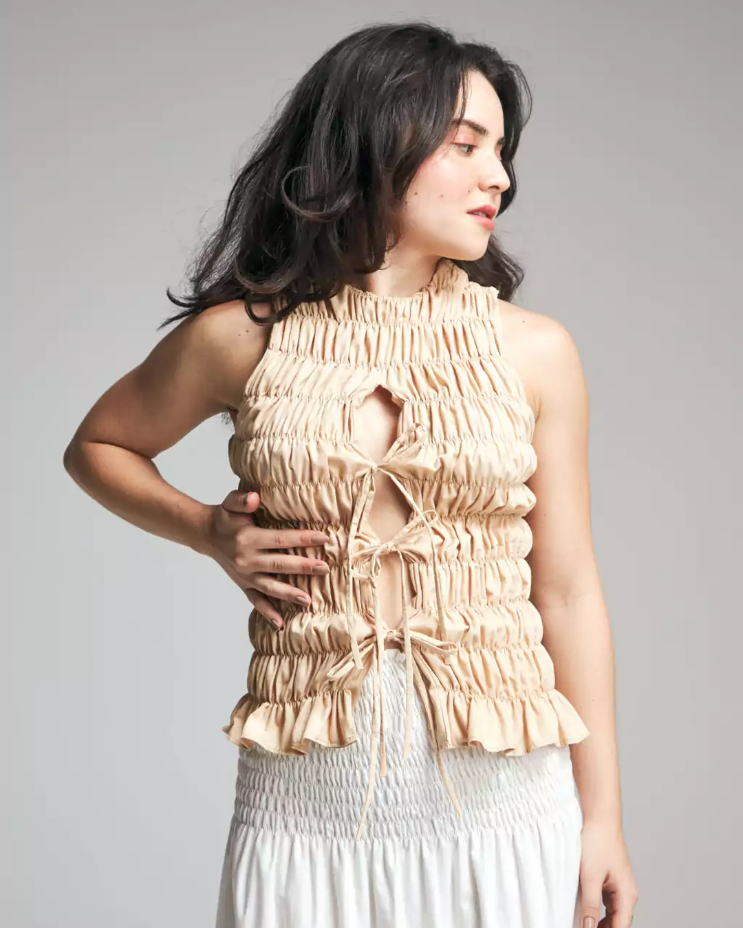blusa folia caqui