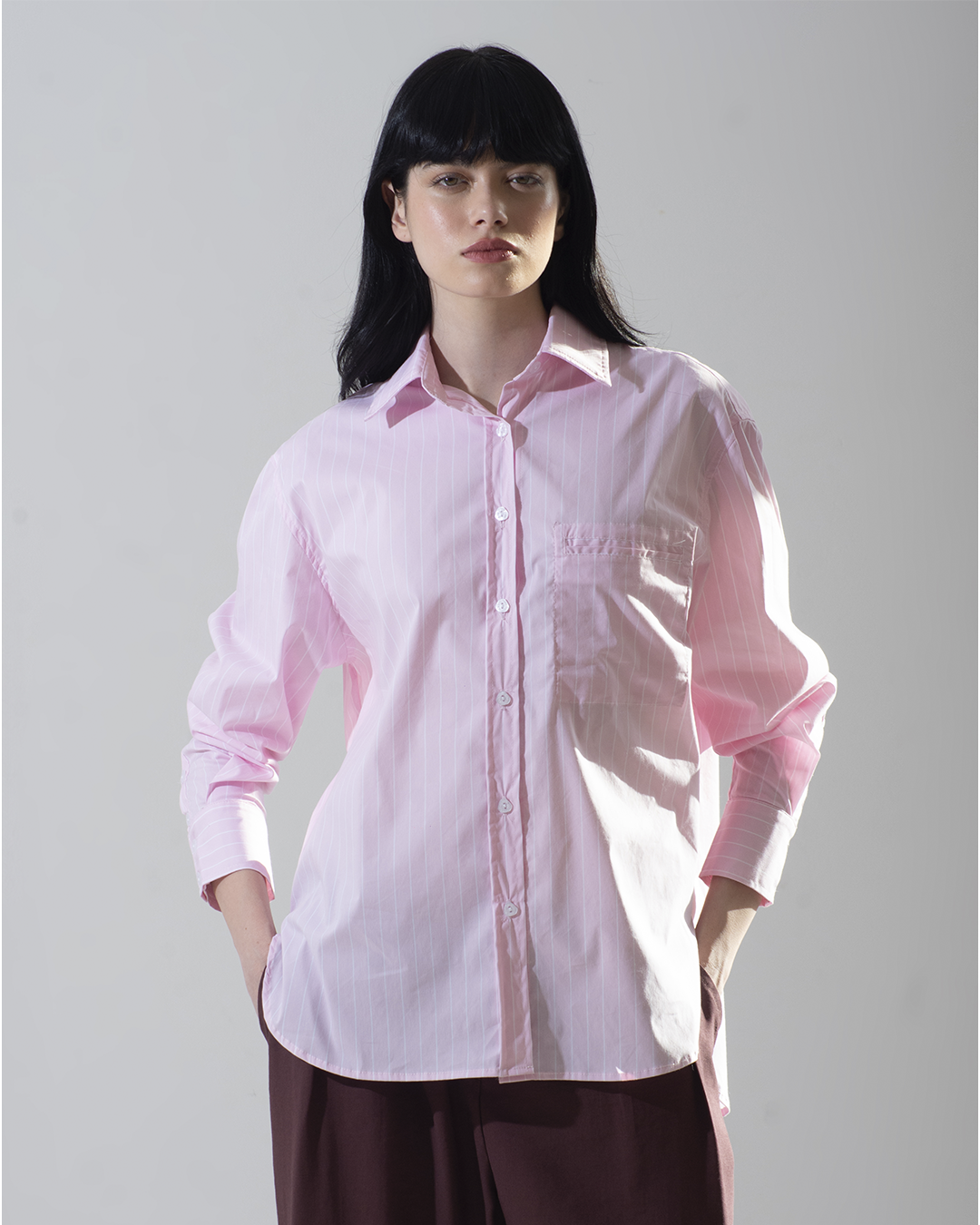 camisa Bruna listrada rosa