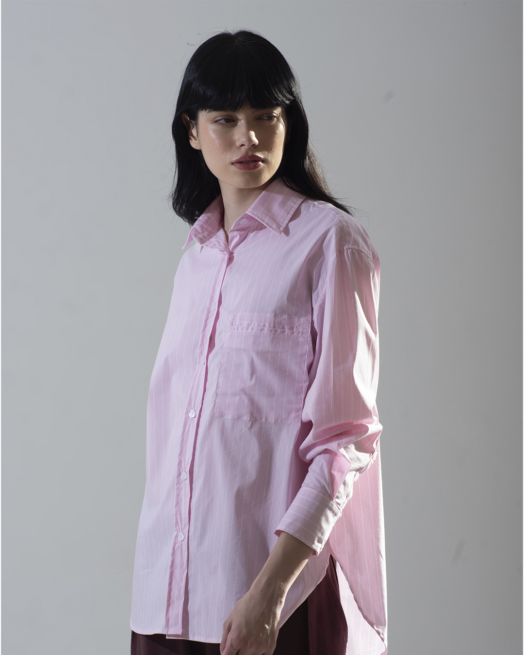 camisa Bruna listrada rosa