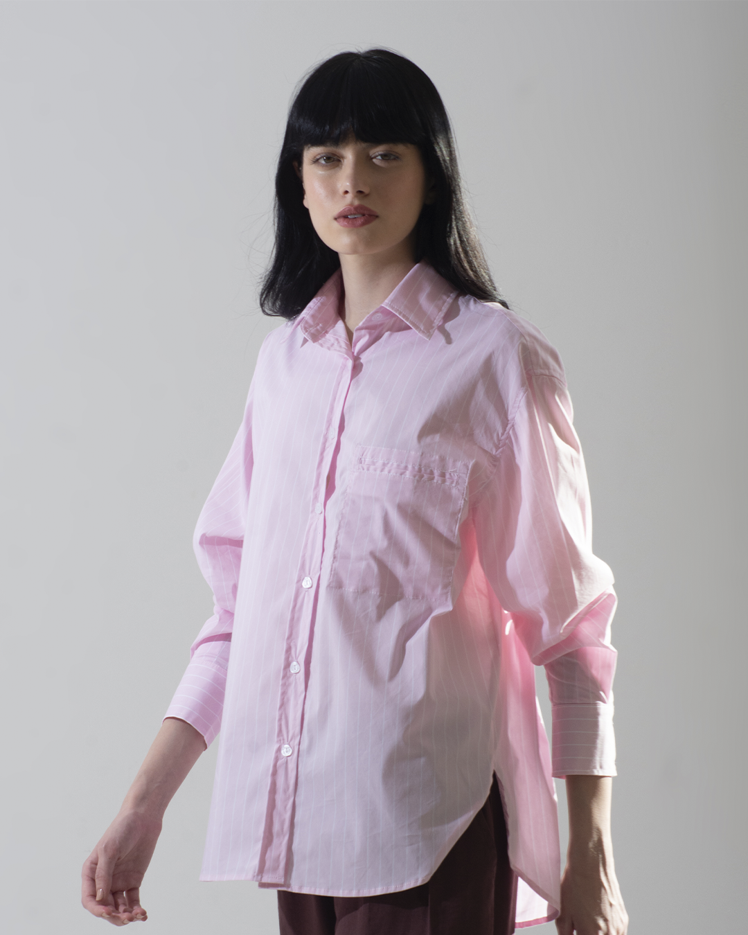 camisa Bruna listrada rosa