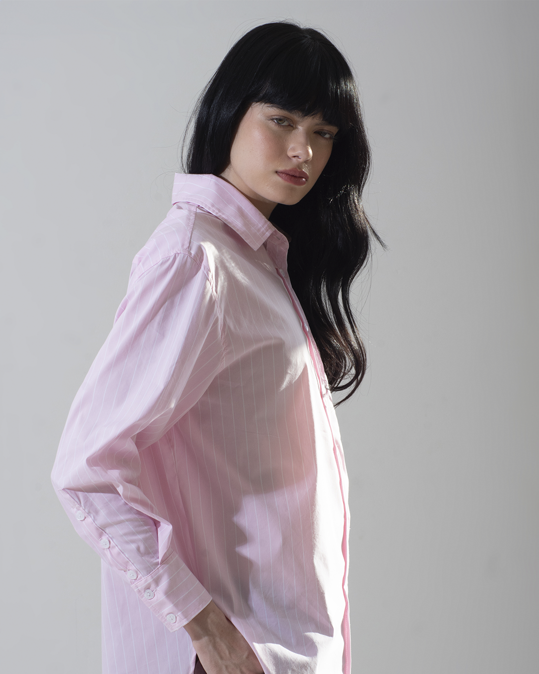 camisa Bruna listrada rosa