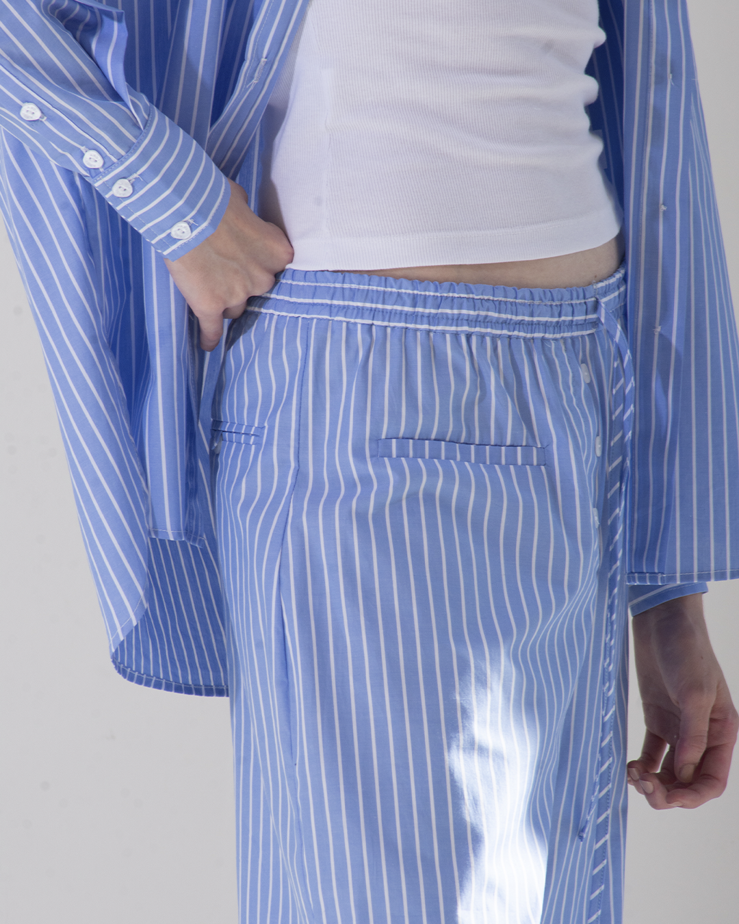 camisa Bruna listrada azul