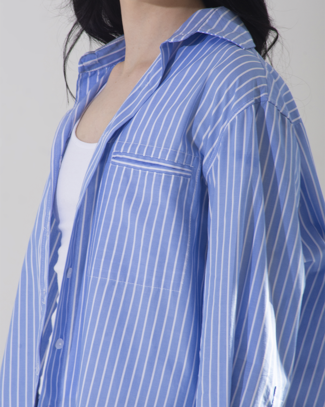camisa Bruna listrada azul