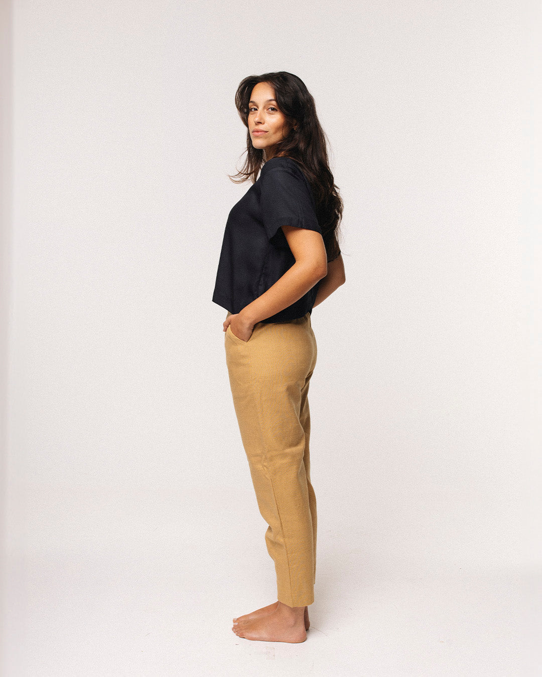 calça fertilità bege