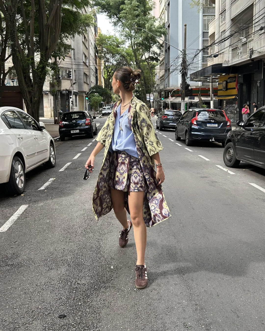 short saia jacquard Nicole vinho