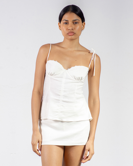 regata corset com renda off-white
