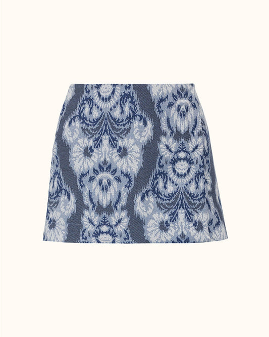 short saia jacquard Nicole azul