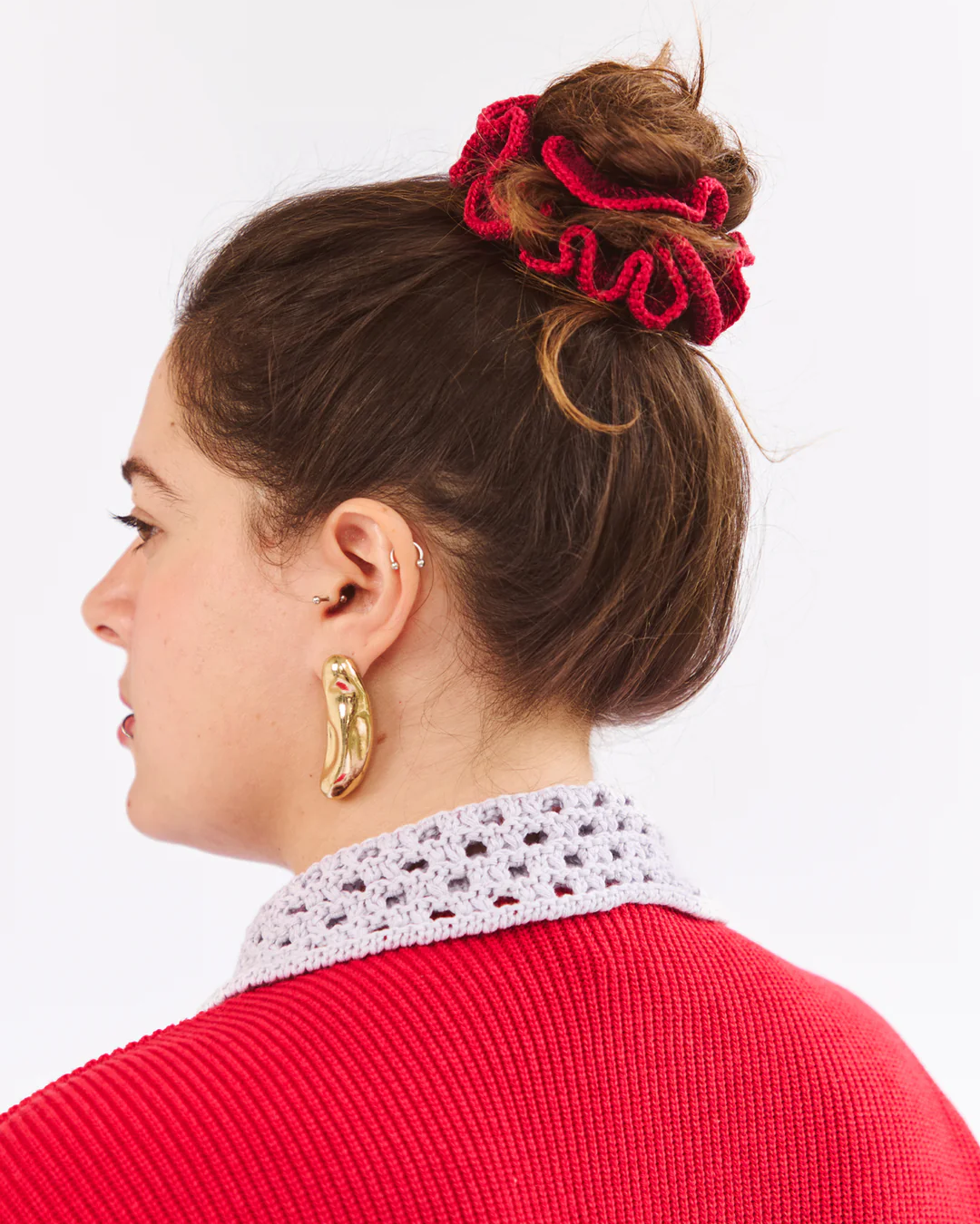 scrunchie crochê laranja