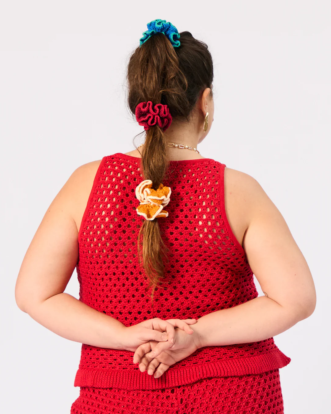 scrunchie crochê laranja