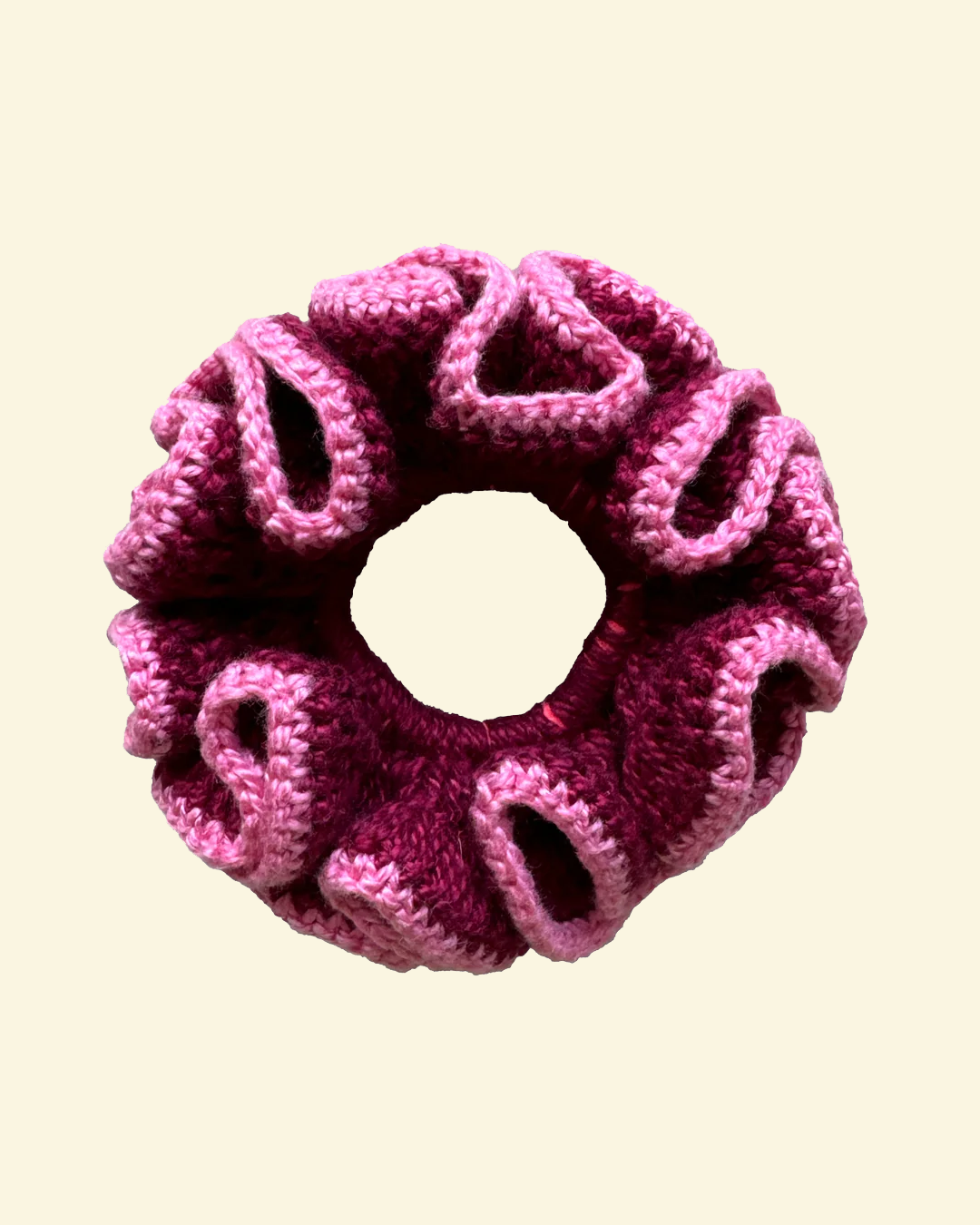 scrunchie crochê roxo