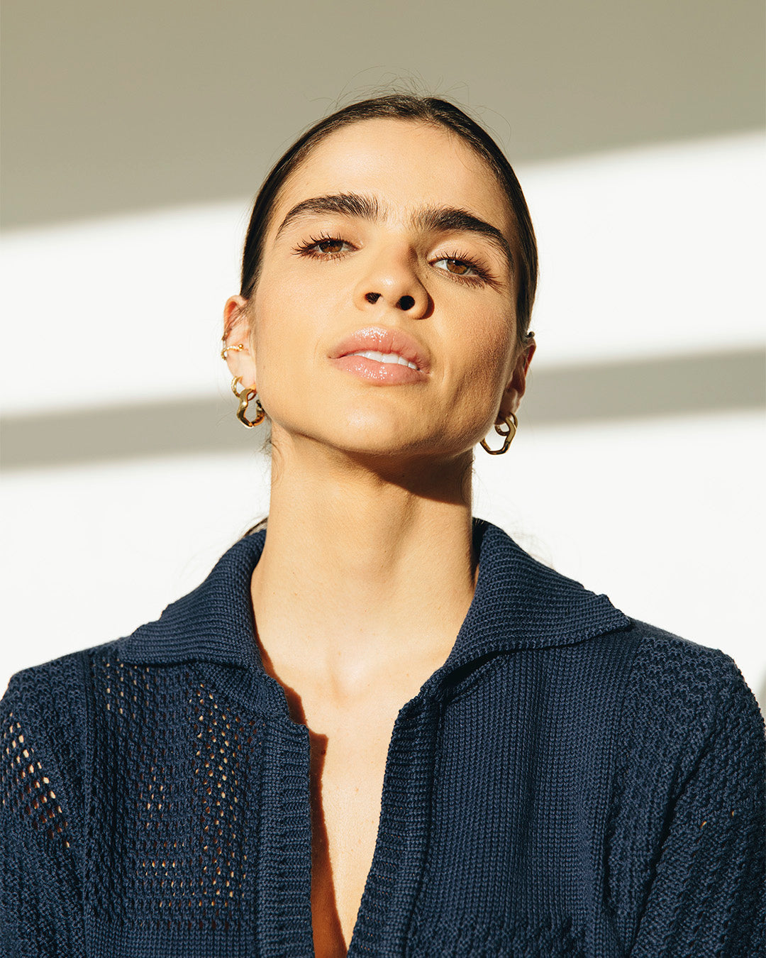 vestido polo tricô azul marinho