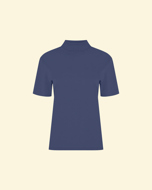 camiseta gola alta marinho