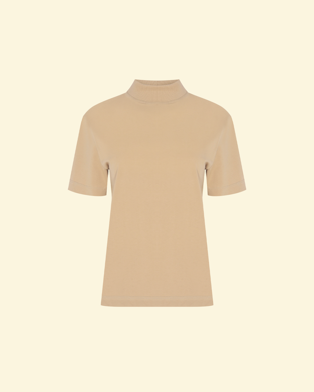 camiseta gola alta bege