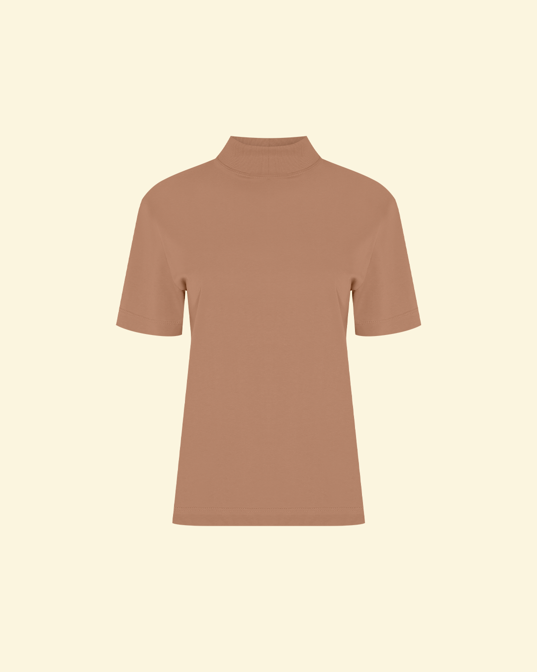 camiseta gola alta doce de leite