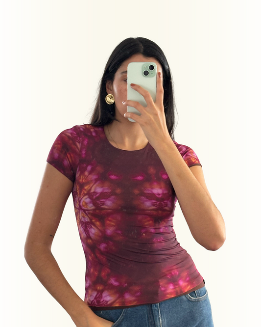 babylook dupla face hibisco