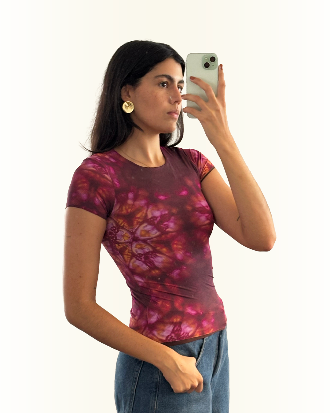 babylook dupla face hibisco