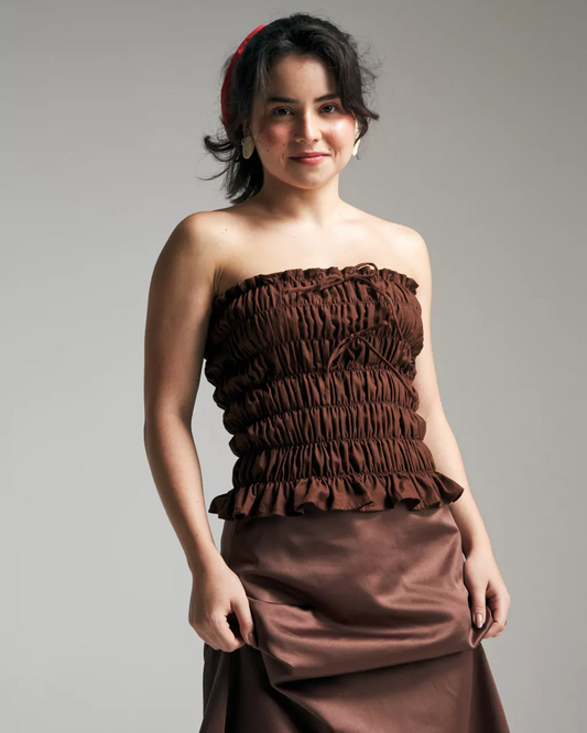 blusa tubo marrom