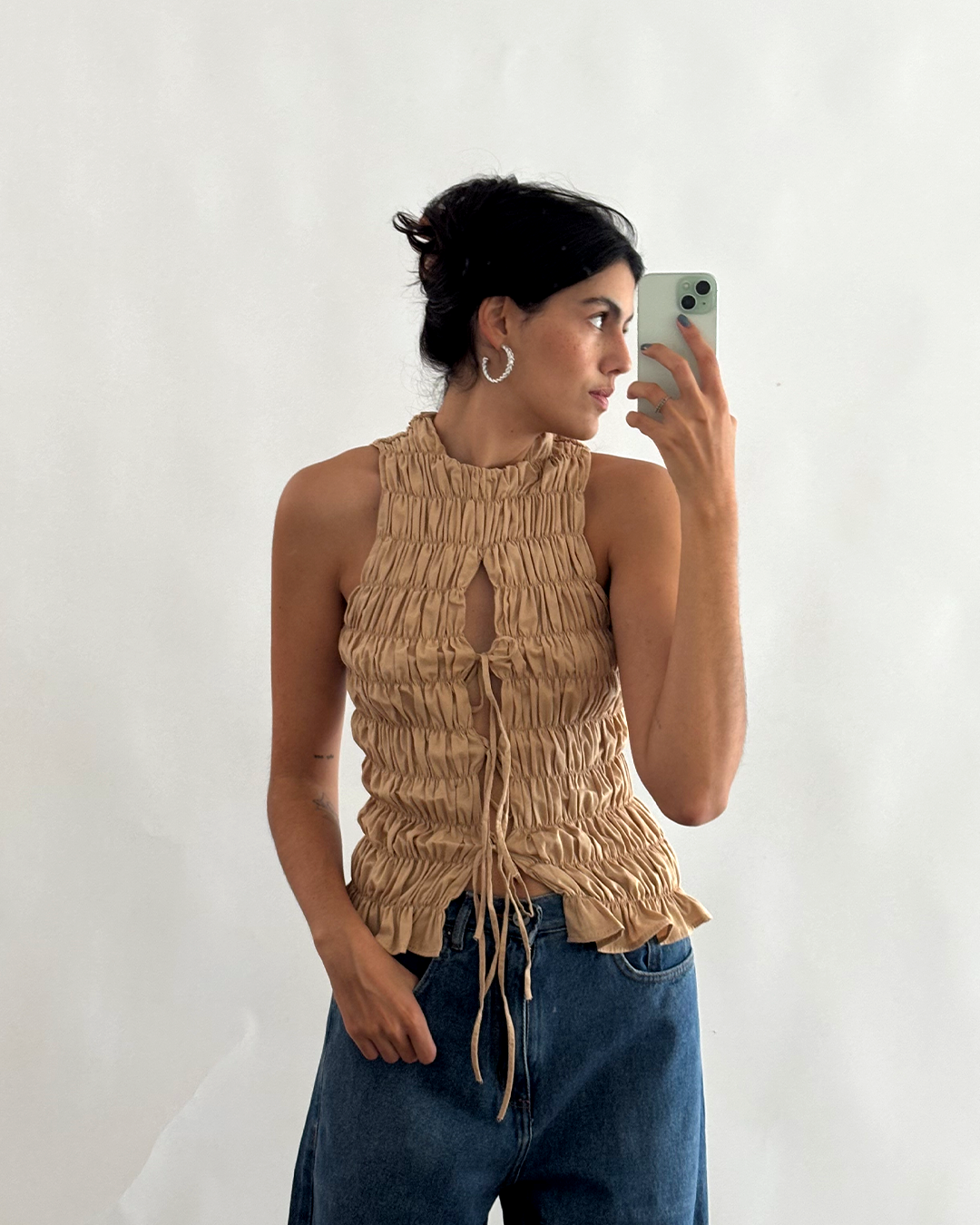 blusa folia caqui