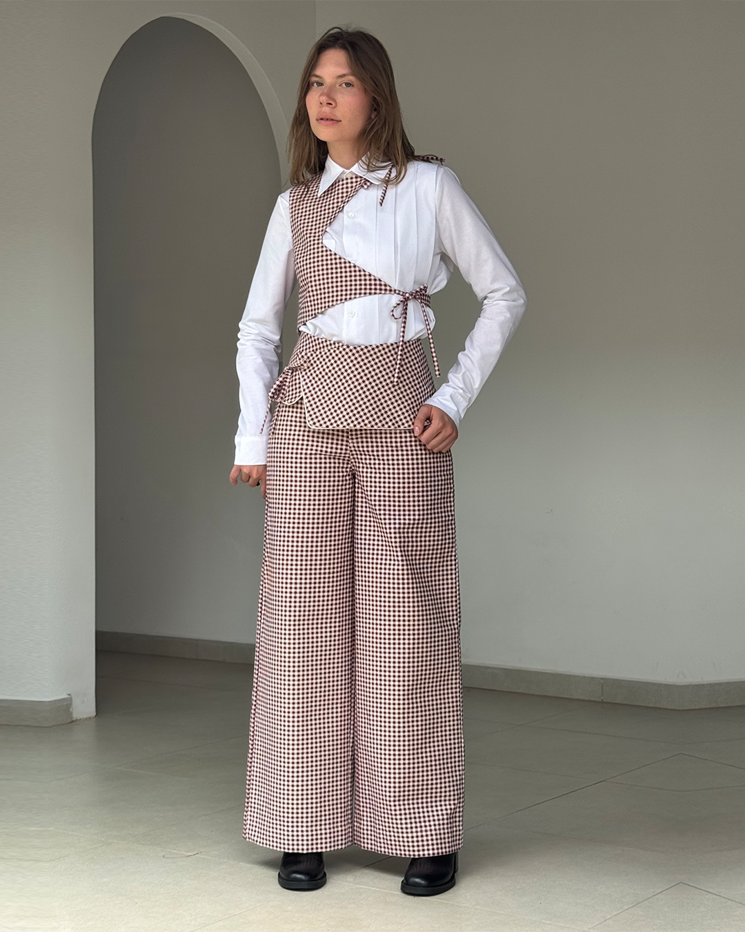 pantalona vichy vermelho