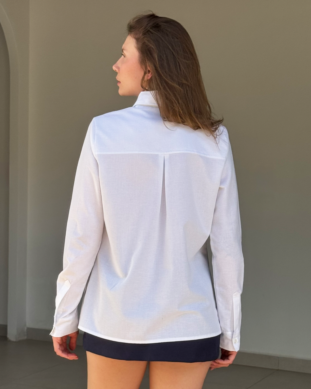 camisa pregueada branca