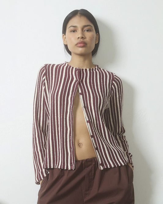 blusa manga longa crochê bordô