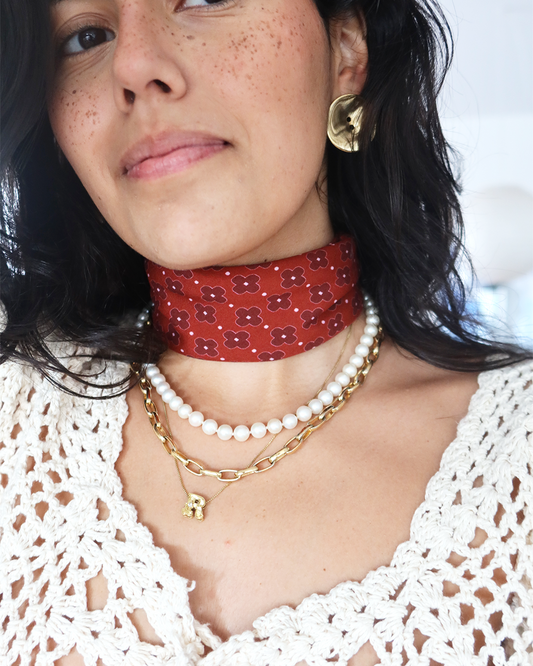 lenço mutual Floral bordô