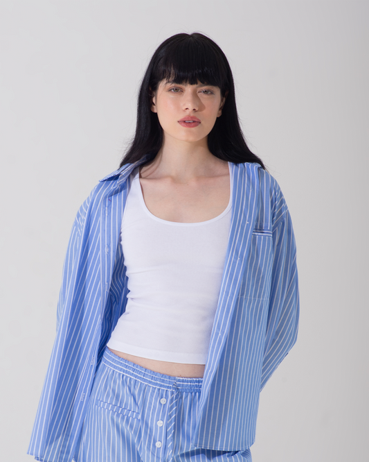 camisa Bruna listrada azul