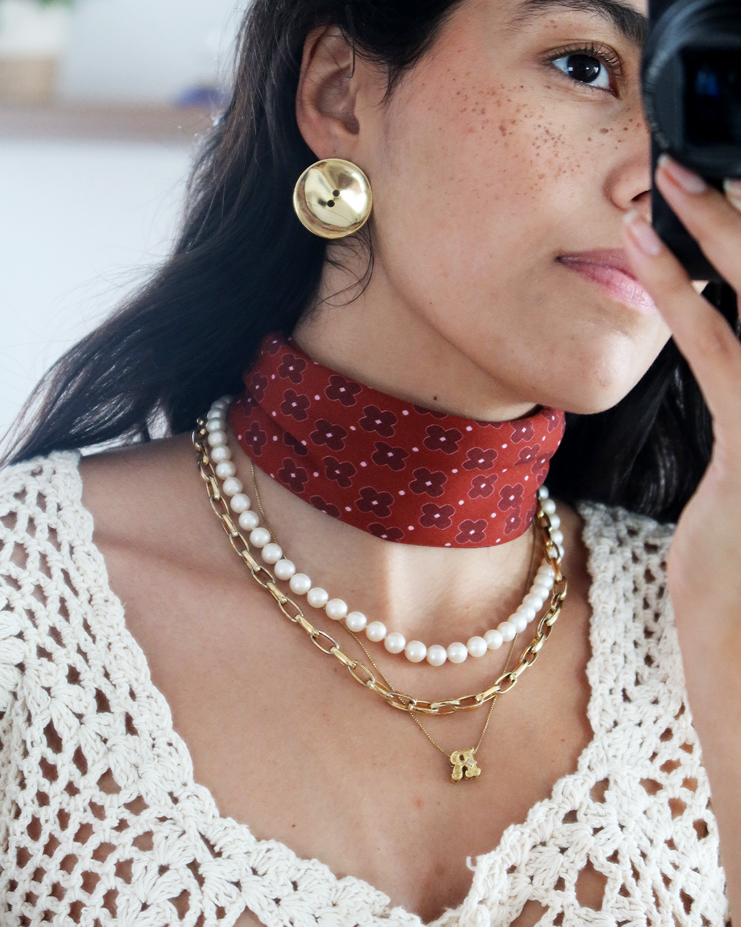 lenço mutual Floral bordô