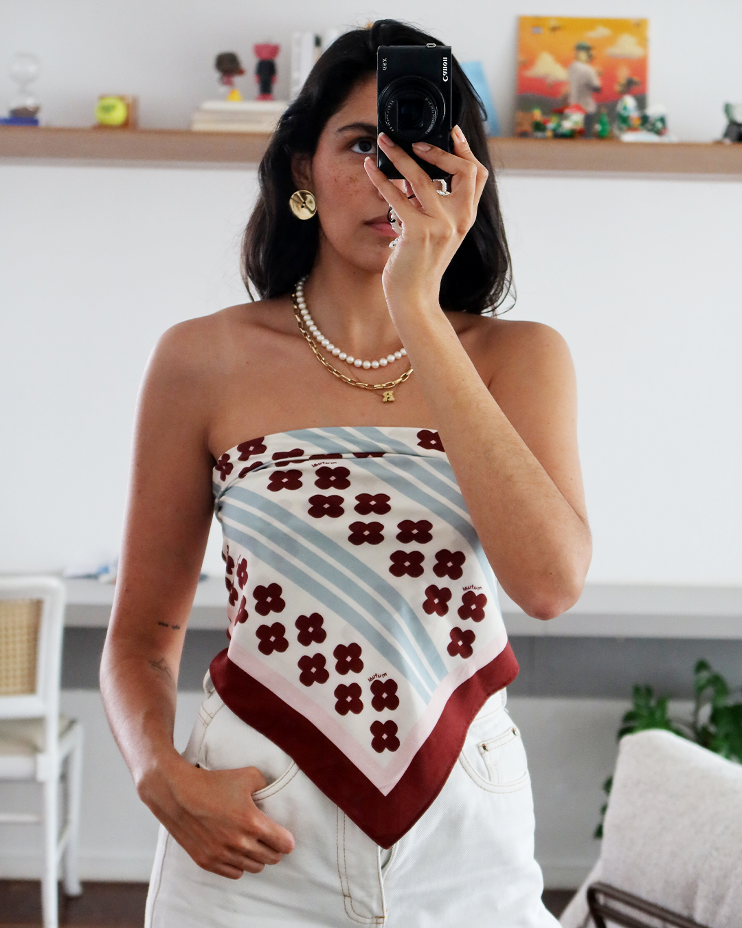 lenço mutual listrado e floral